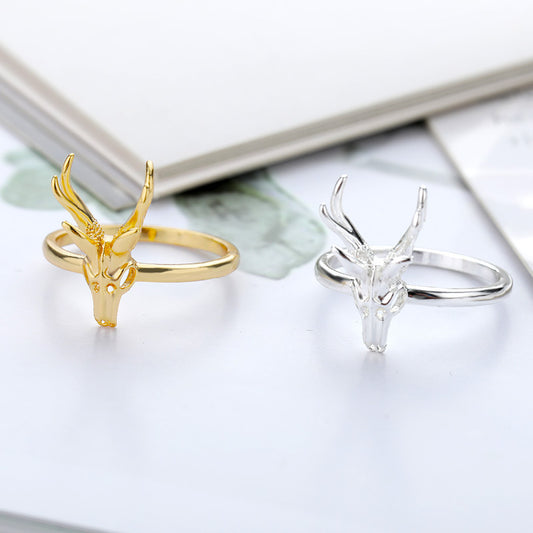 Antelope Skull Ring Gold Silver Unisex Fashion Accessory