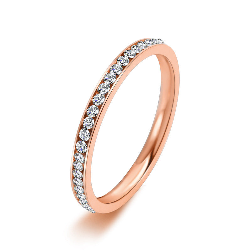 Women Ring Titanium Steel Rose Gold Electroplated Geometric Band Jewelry Gift Size 4 Perfect For Everyday Wear