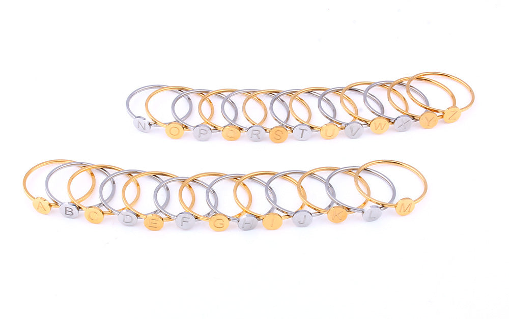 Copper English Letter Ring Small Round Band Versatile Daily Wear Jewelry for Women Men Teens Gift Everyday Gift