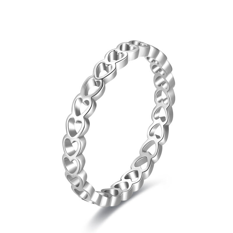 Sterling Silver Ring With Heart Cutout Gold Plated Inlaid Gemstones Elegant Band For Her Anniversary Gift Sparkle