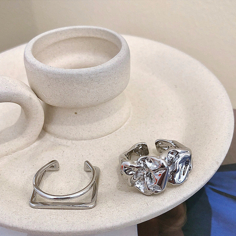 Unisex Foldable Metal Geometric Geometric Design Gold Plated Metal Alloy Finger Alloy Silver Fold Gift Perfect