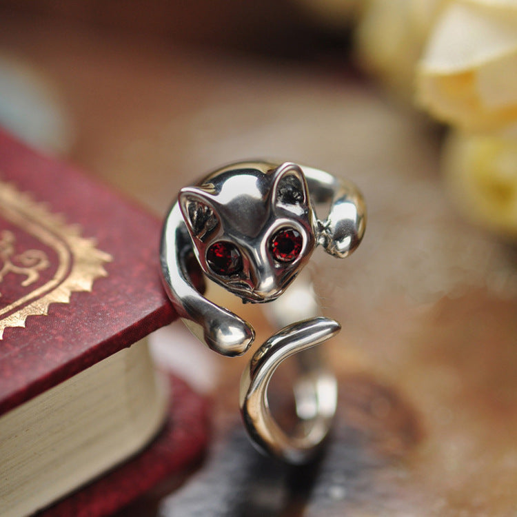 Unisex Cat Ring Adjustable Metal Zodiac Design Elegant