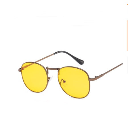 Unisex Vintage Round Sunglasses Metal Frame Flat Lenses Retro Eyewear Eye Protection Fashion Ultra Lightweight
