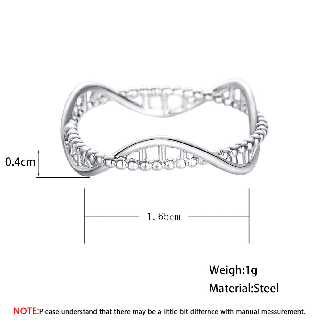 Women Ring Rotating Hollowed DNA Design Electroplated Alloy Trendy Jewelry Index Finger Elegant Ring For Women