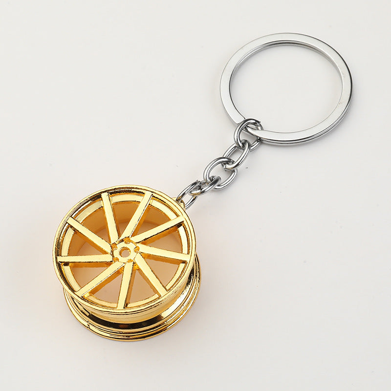 Car Wheel Hub Keychain Zinc Alloy Key Ring National Fashion Design Auto Wheel Key Ring Gift Black White Car Accessory