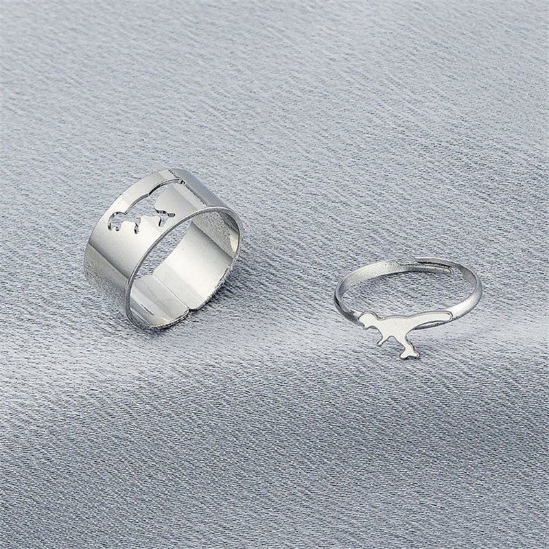 Hollow Plane Love Ring Adjustable Vintage Geometric Design Ring Alloy Electroplated Opening Ring For Women And