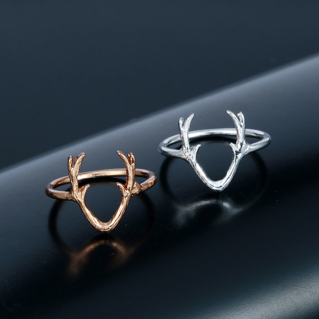 Womens Metallic Elk Rings Animal Inspired Jewelry Adjustable Opening Gold Silver Ring Unique Gift Idea For Her