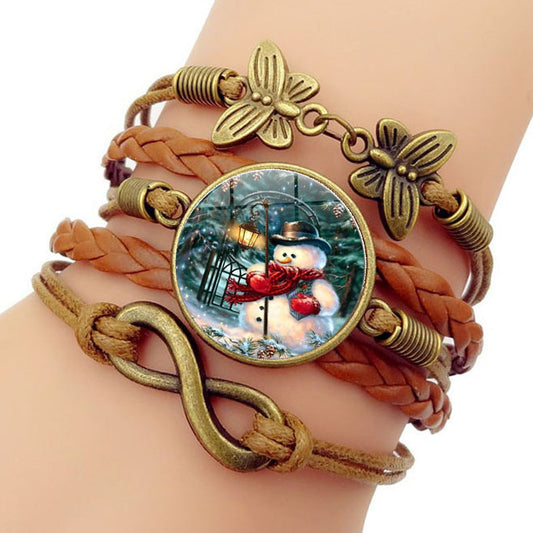 Snowman Charm Bracelet Festive Holiday Jewelry Adjustable Chain Christmas Theme Alloy Charms Winter For Season