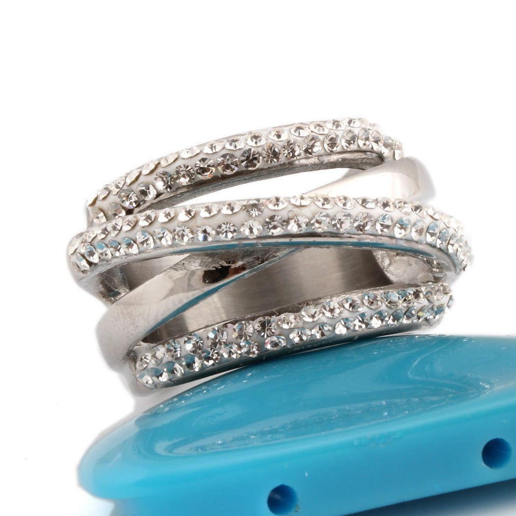 Womens 3D Cross Ring Stainless Steel Geometric Ring Diamond Cut Design Polished Gleaming Ring Durable Everyday