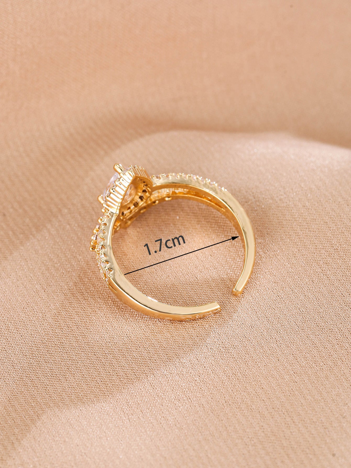 Women Crown Ring Adjustable Open Band Water Drop Design Gold Plated Jewelry Elegant Fashion Accessory Gift Tip