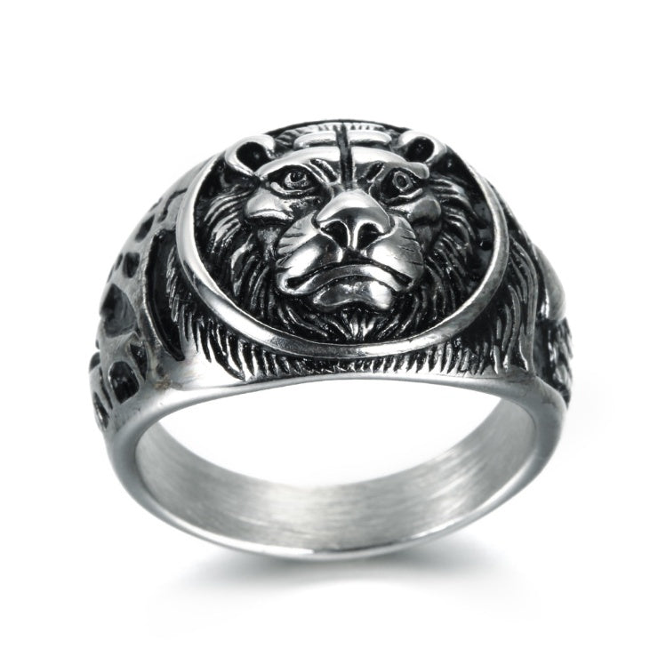 Tiger head lion vintage stainless steel ring