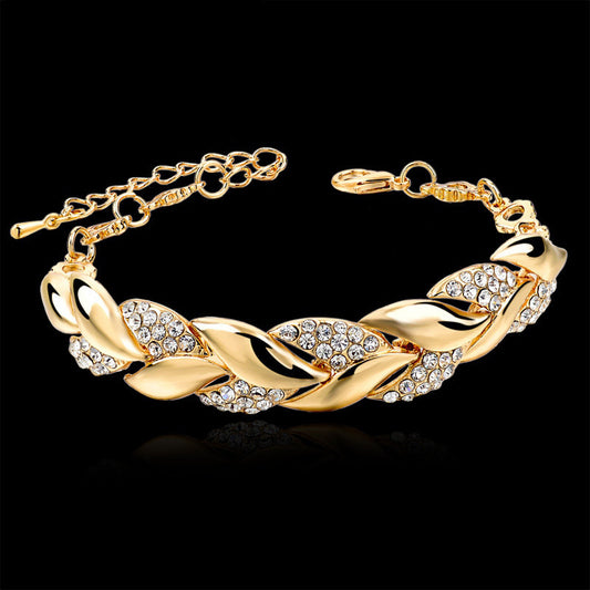 Golden Leaf Alloy Bracelet For Women And Girls Everyday