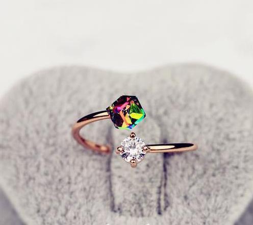 Womens Geometric Zircon Mood Ring Changes Color With Diamonds Korean Fashion Alloy Jewelry For Women And Girls