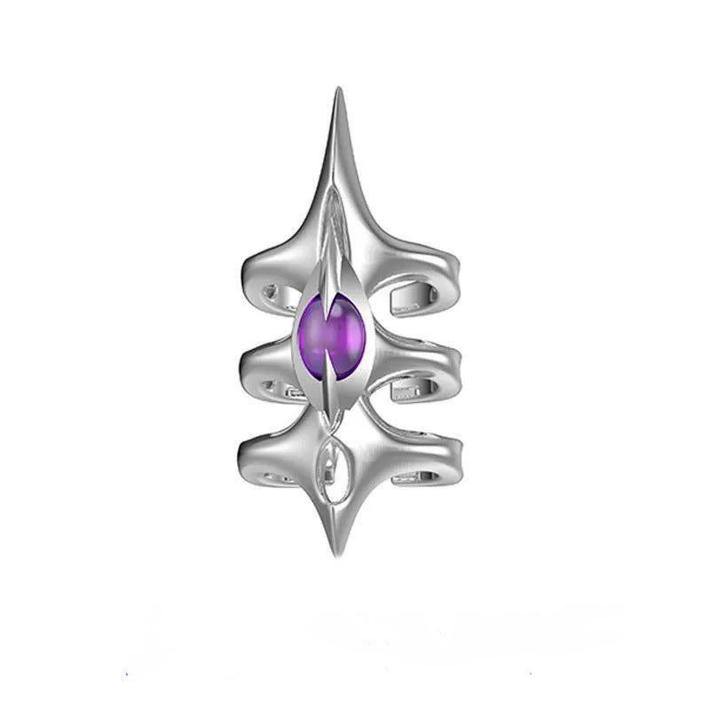 Unisex Punk Ring Open Adjustable Alloy Electroplated Keel Band Irregular Design Silver Tones Dark Tone Ring Men