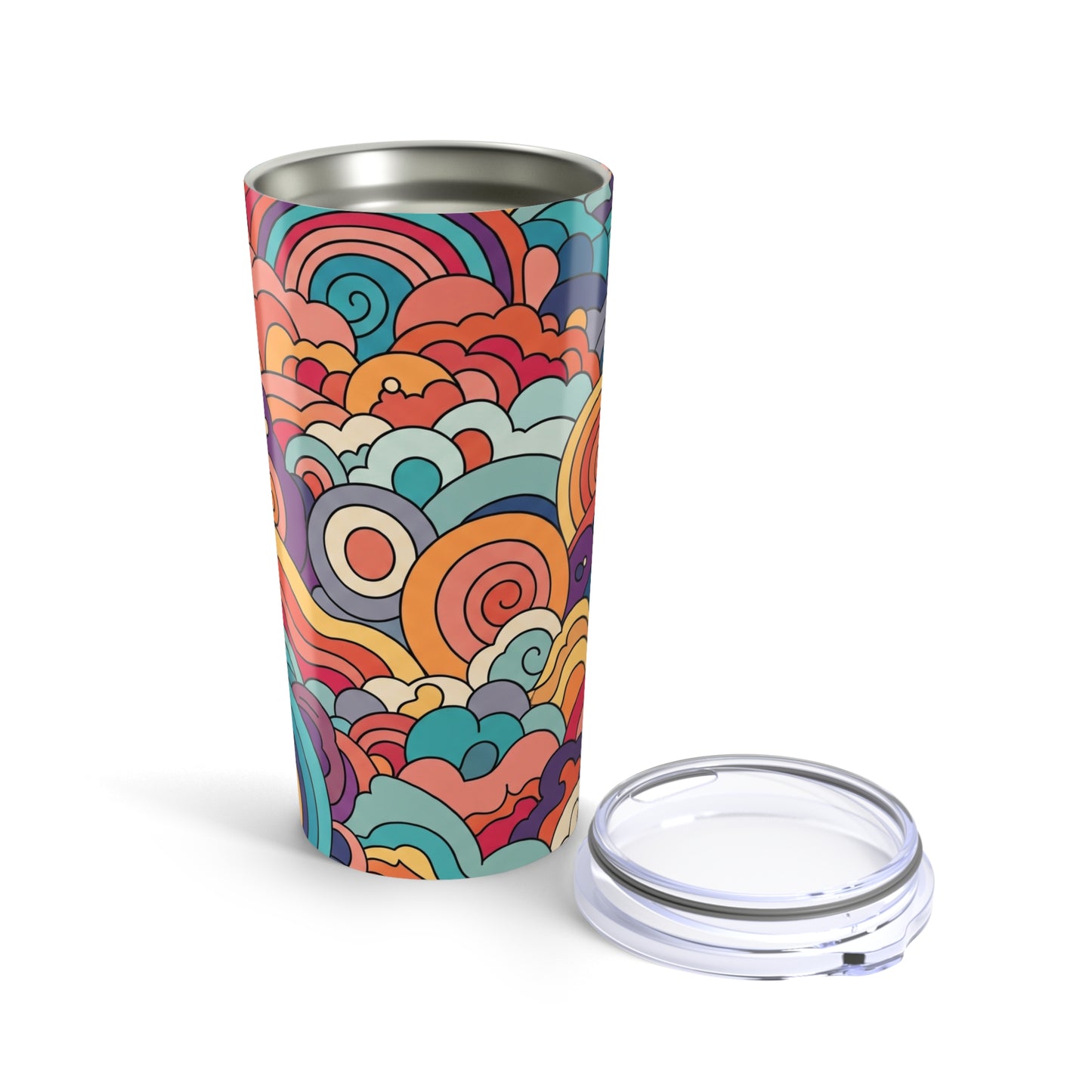 20 Ounce Steel Printed Tumbler Vacuum Insulated Leak Proof Coffee Cup With Lid For Hot And Cold Beverages