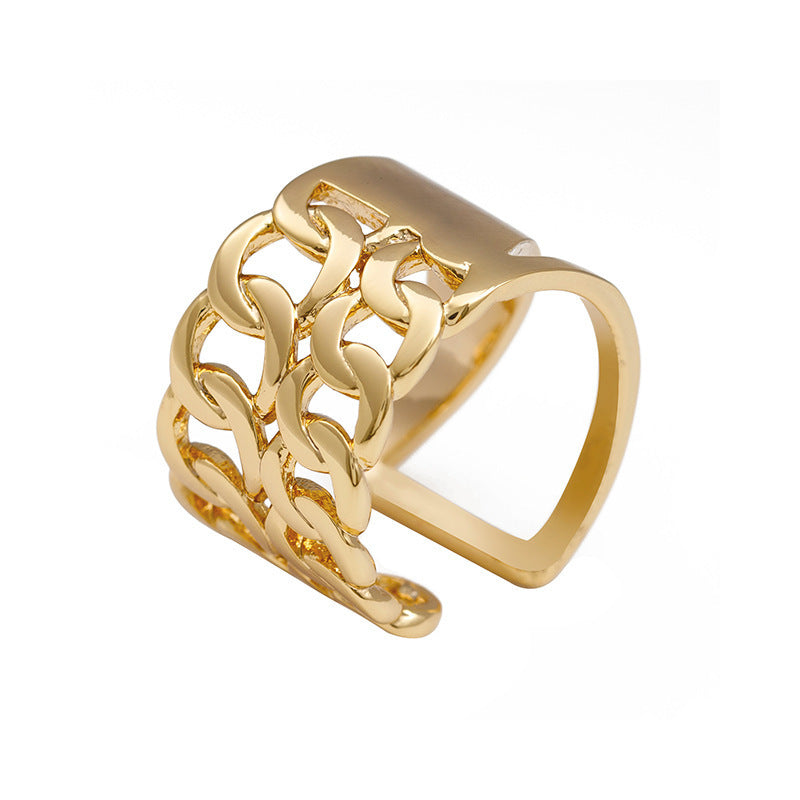 Adjustable Gold Plated U Shaped Ring With Open Mouth Copper