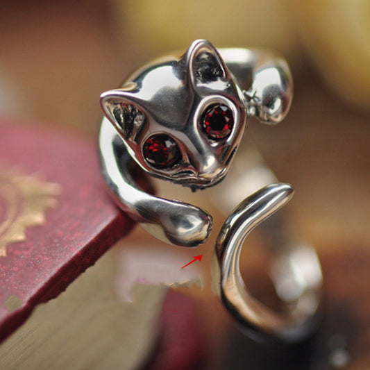 Unisex Cat Ring Adjustable Metal Zodiac Design Elegant
