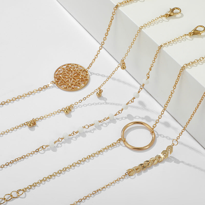 Womens Alloy Bracelet Round Flower Hollow Arrow Leaf Electroplated Fashion Jewelry Gift Accessory Elegant Design For Her