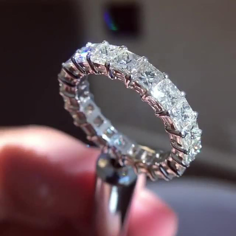 Diamond Studded Ring In Sterling Silver For Men And Women With Inlaid Zircon Sizes 6 7 8 9 10 Style CZ Sparkle