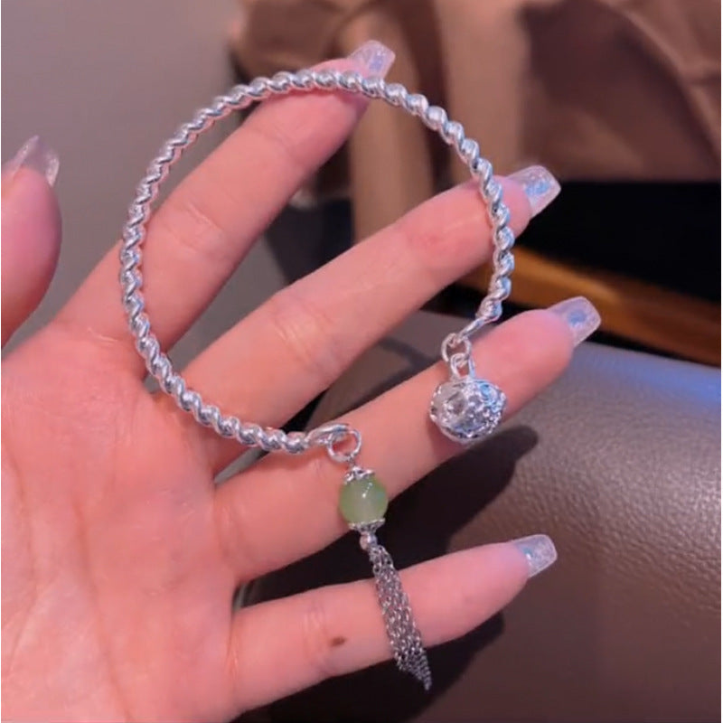 Womens Geometric Bracelet With Round Beads Bell Tassel Ornament Charm Antique Alloy Jewelry And Girls Bracelet