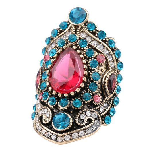 Heart Shaped Alloy Ring Blue Plated Jewelry For Women European American Design Fashion Jewelry For Women Style