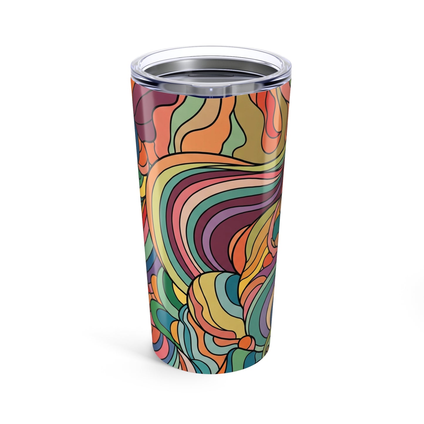 20 Ounce Stainless Steel Tumbler With Printed Design Double Wall Vacuum Insulation For Hot Or Cold Beverages