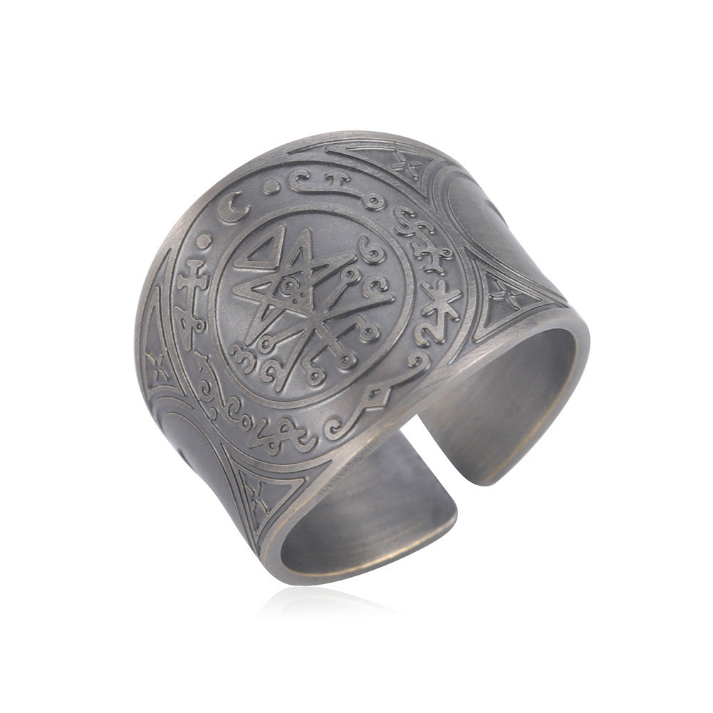 Personalized Moon Ring Duo Copper On Sides Retro Jewelry