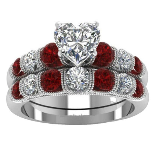 Heart Shaped Ring Set Geometric Alloy Rings For Women