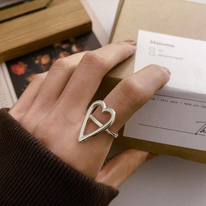 Womens Adjustable Heart Ring Multilayer Fashionable Elegant Ring Thai Silver Plated Ring For Women Girls Heart