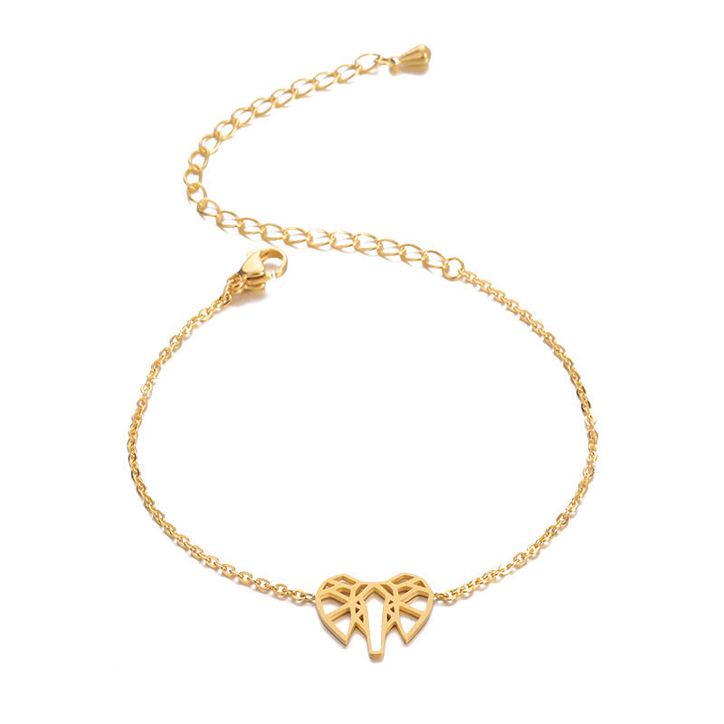 Gold Plated Stainless Steel Elephant Bracelet Geometric