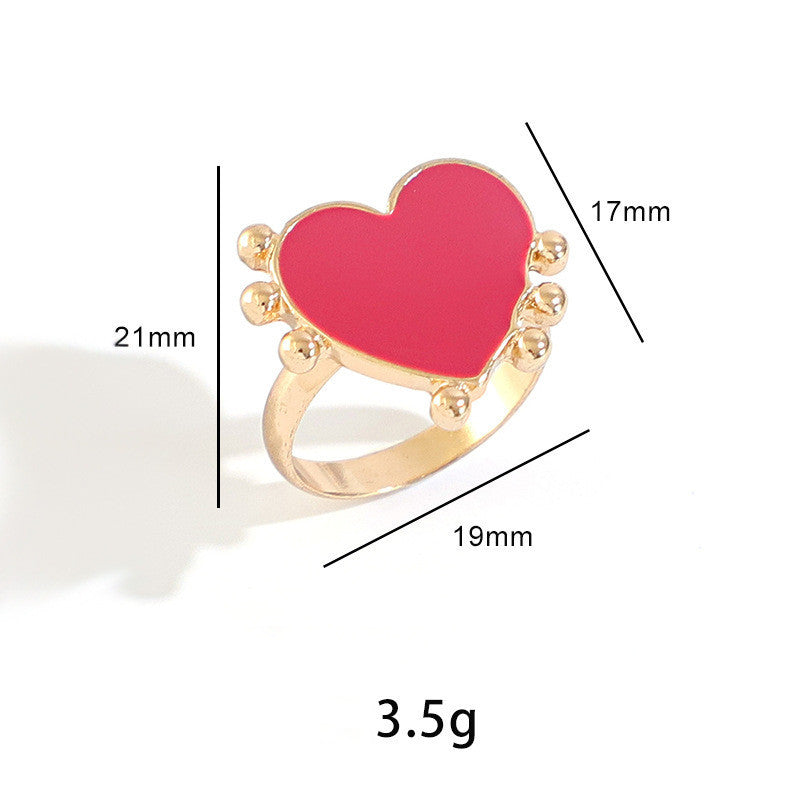 Womens Gold Plated Heart Ring With Love Beads Romantic Design Elegant Jewelry Gift For Her Anniversary GiftNow