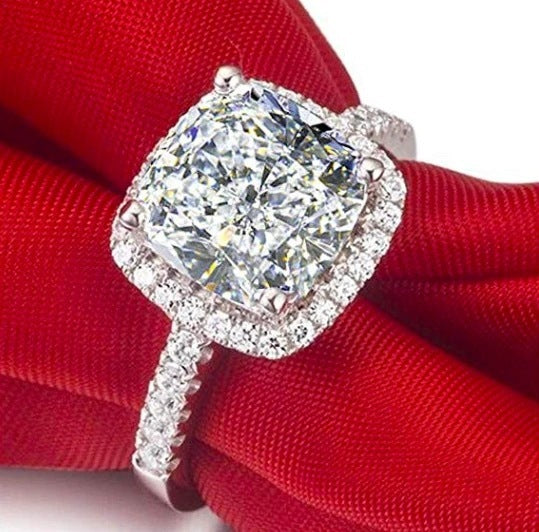 Womens Ring Square Cut Zircon Inlaid Shining Alloy Band Geometric Design For Wedding Engagement Jewelry For Anniversary