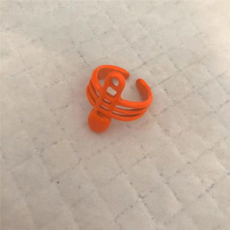 Rainbow Drop Macaron Ring Hollow Acrylic Geometric Style Korean Inspired Jewelry For Fashion Women Gift Travel