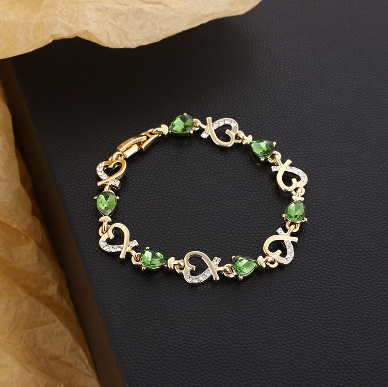 Korean Style Water Drop Alloy Bracelet With Zircon Gems Crystal Jewelry For Women And Girls Sparkle Style Glow