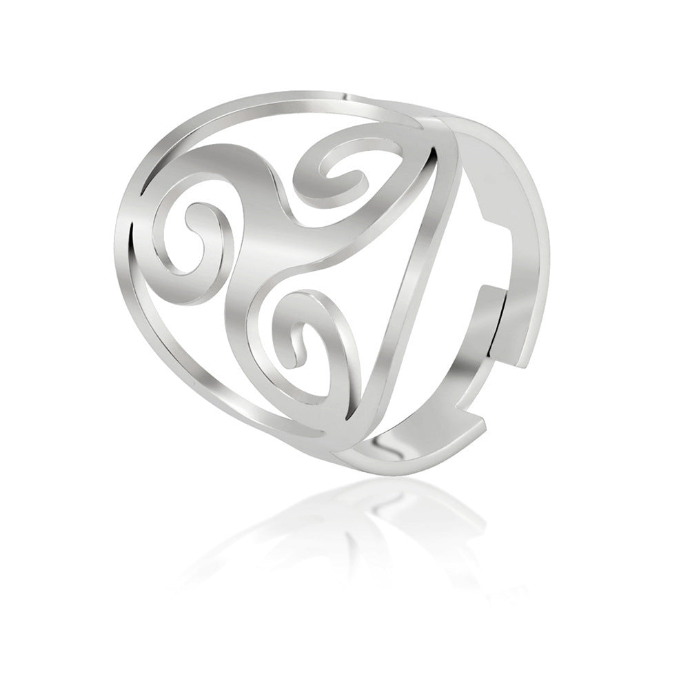 Unisex Titanium Steel Ring Hollow Design Electroplated Lightweight Durable Band for Men and Women Everyday Use