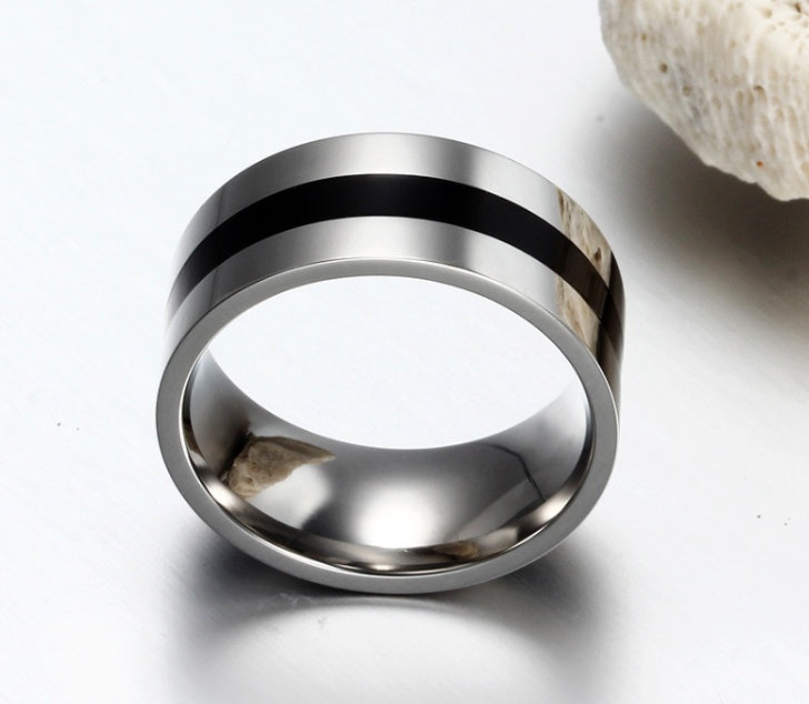 Titanium Steel U Shape Ring Resin Inlay Stainless Steel Jewelry For Men And Women Modern Durable Design Unisex