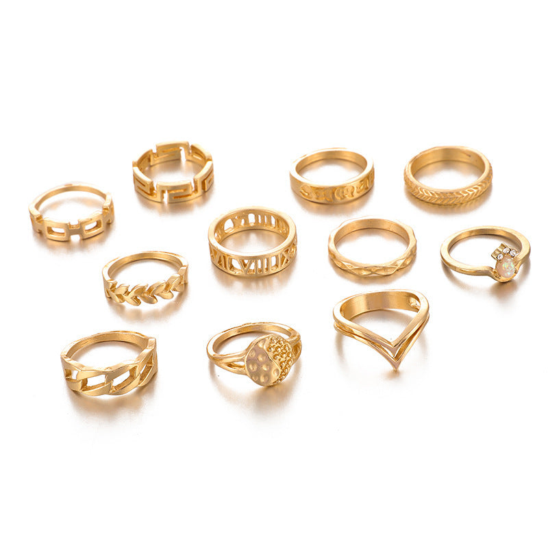 Unisex Alloy Ring Set Gold Tone Jewelry Fashion For Everyday Wear Trendy Rings Women Men Unisex For Daily Wear