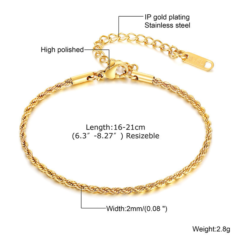 Womens Gold Tone Stainless Steel Twist Bangle Bracelet