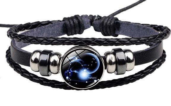 Couples Woven Leather Bracelet Vintage Constellation Design Zodiac Gift For Anniversary Travel Keepsake Gift Box Ready