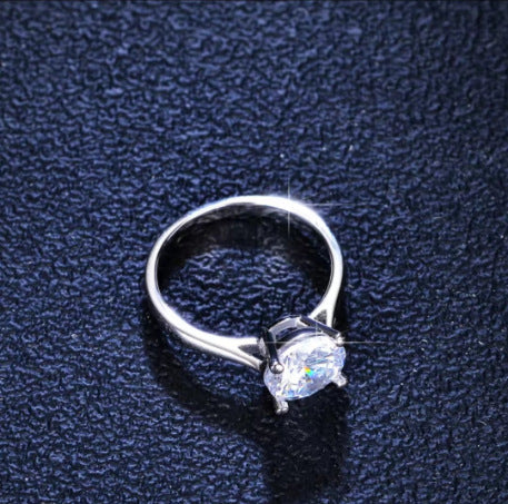 Ring 2 Karat Four Claws Simple And Elegant White Copper Geometric Bracelet Women Fashion Color White For Women