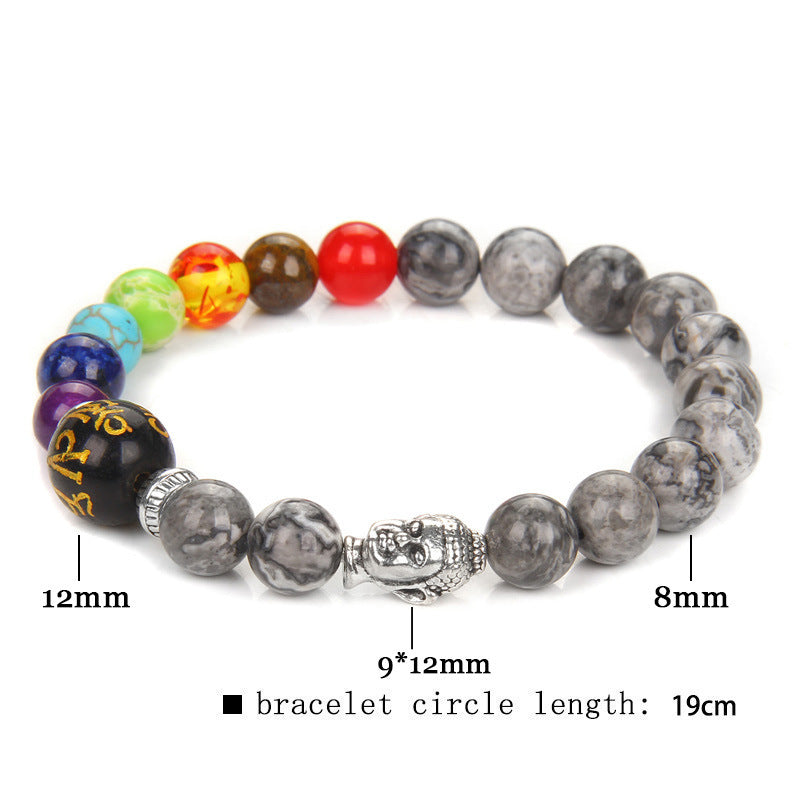 Unisex Natural Stone Seven Chakra Bracelet Geometric Design With 8mm Beads Energy Balancing Anti Fatigue Today