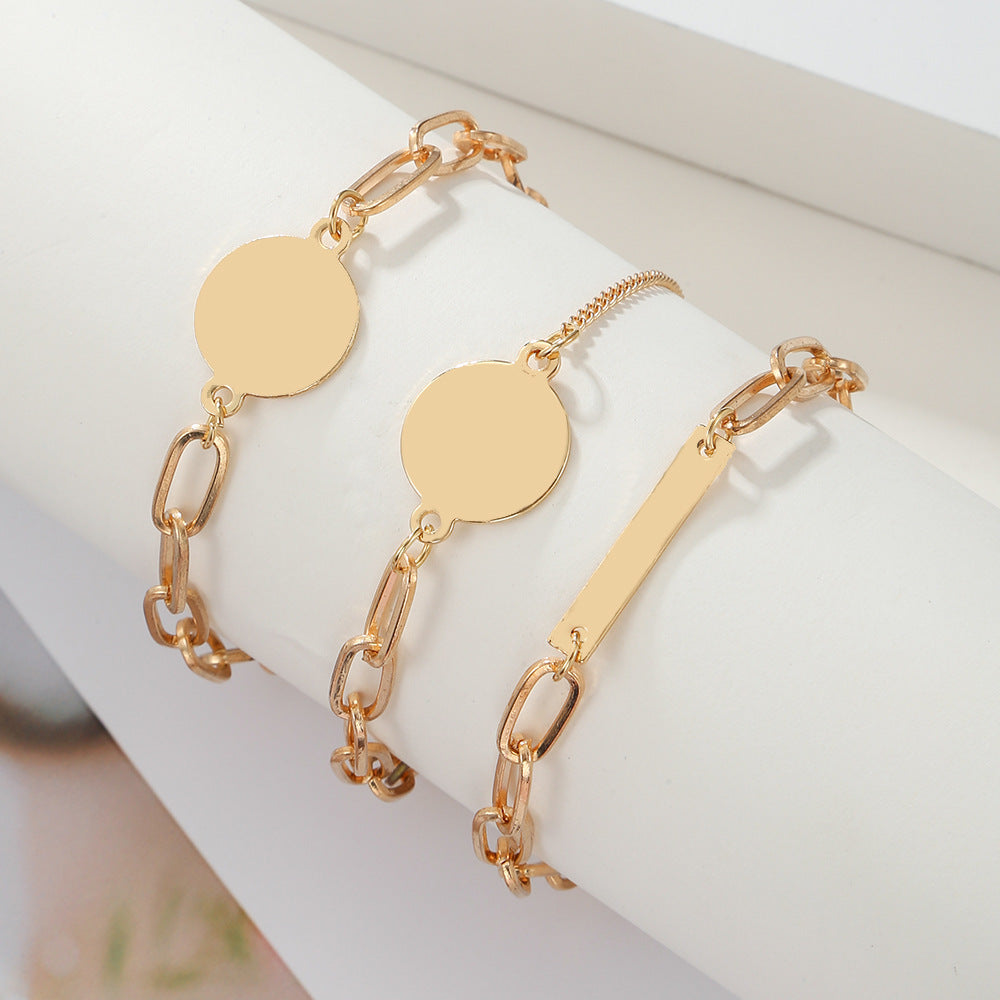 Unisex Alloy Bracelet Set Glossy Round Geometry Design Punk Style for Men and Women Jewelry A trendy accessory