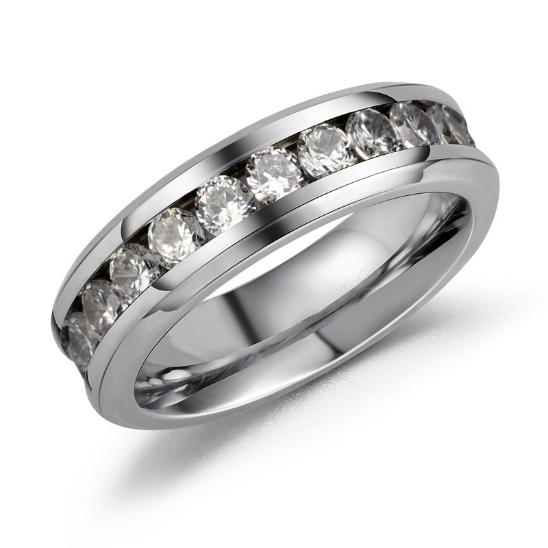 Men's Titanium Steel Ring Embossed Alphabet Number Text Band European And American Fashion Simple Electroplated Ring For Him Gift