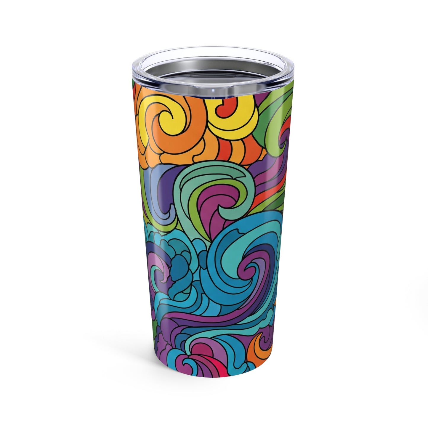 20 Ounce Stainless Steel Tumbler With Vibrant Printed Design Double Wall Vacuum Insulation Spill Resistant Hot And