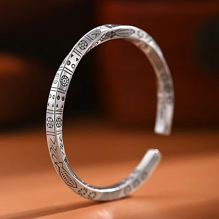 Men Copper Silver Plated Bracelet Twist Bamboo Knotted