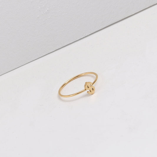 Womens Dollar Symbol Rings Titanium Steel Gold Plated Diamond Cut Fashions Jewellery Durable Elegant Accessory