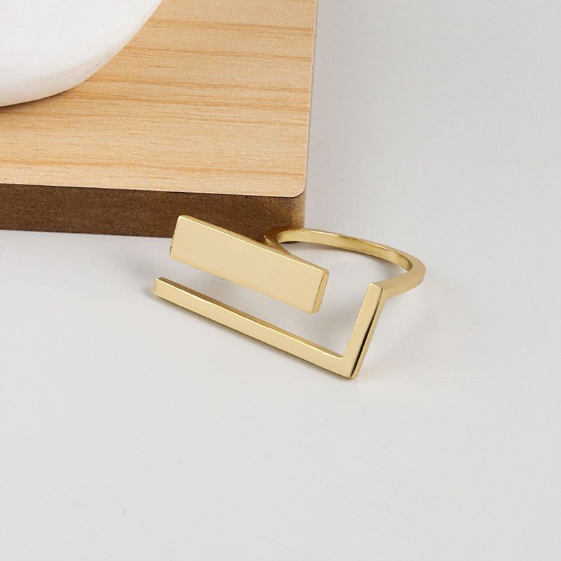 Womens Adjustable Open Ring Double Layer Geometric Copper Ring Fashion Jewelry Wild Texture Ring Everyday Uses