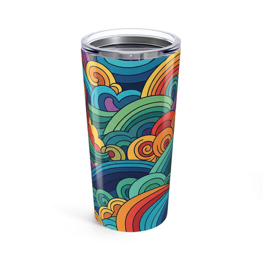 20oz Stainless Steel Tumbler With Double Wall Vacuum Insulation Printed Art For Hot Or Cold Drinks Spill Proof Lid