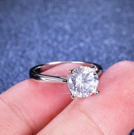 Ring 2 Karat Four Claws Simple And Elegant White Copper Geometric Bracelet Women Fashion Color White For Women