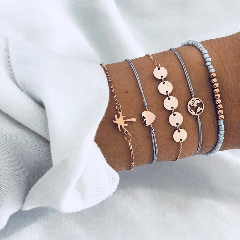 Womens Bracelet Sets Alloy Anklet Star Moon Design Romantic Jewelry For Women Girls Charm Fashion Elegant Cute